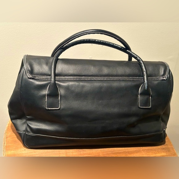 Victoria’s Secret 1990s Weekender Black Pebble Faux Leather Travel Tote - Picture 4 of 9